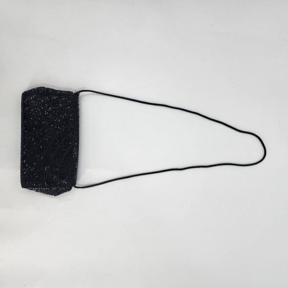 Bonwit Teller Vintage Beaded Evening Bag Long Strap‎ Crossbody Black - Picture 2 of 14